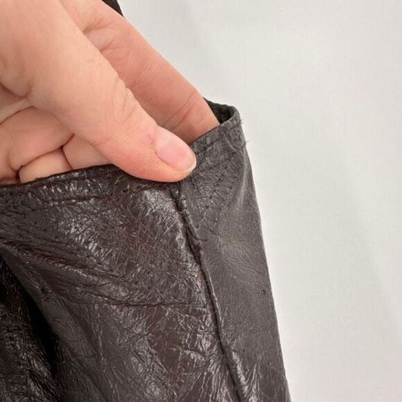 Vintage Direct Source Men's Leather Lined‎ Sleeveless Vest Patchwork Brown Large - Picture 8 of 13